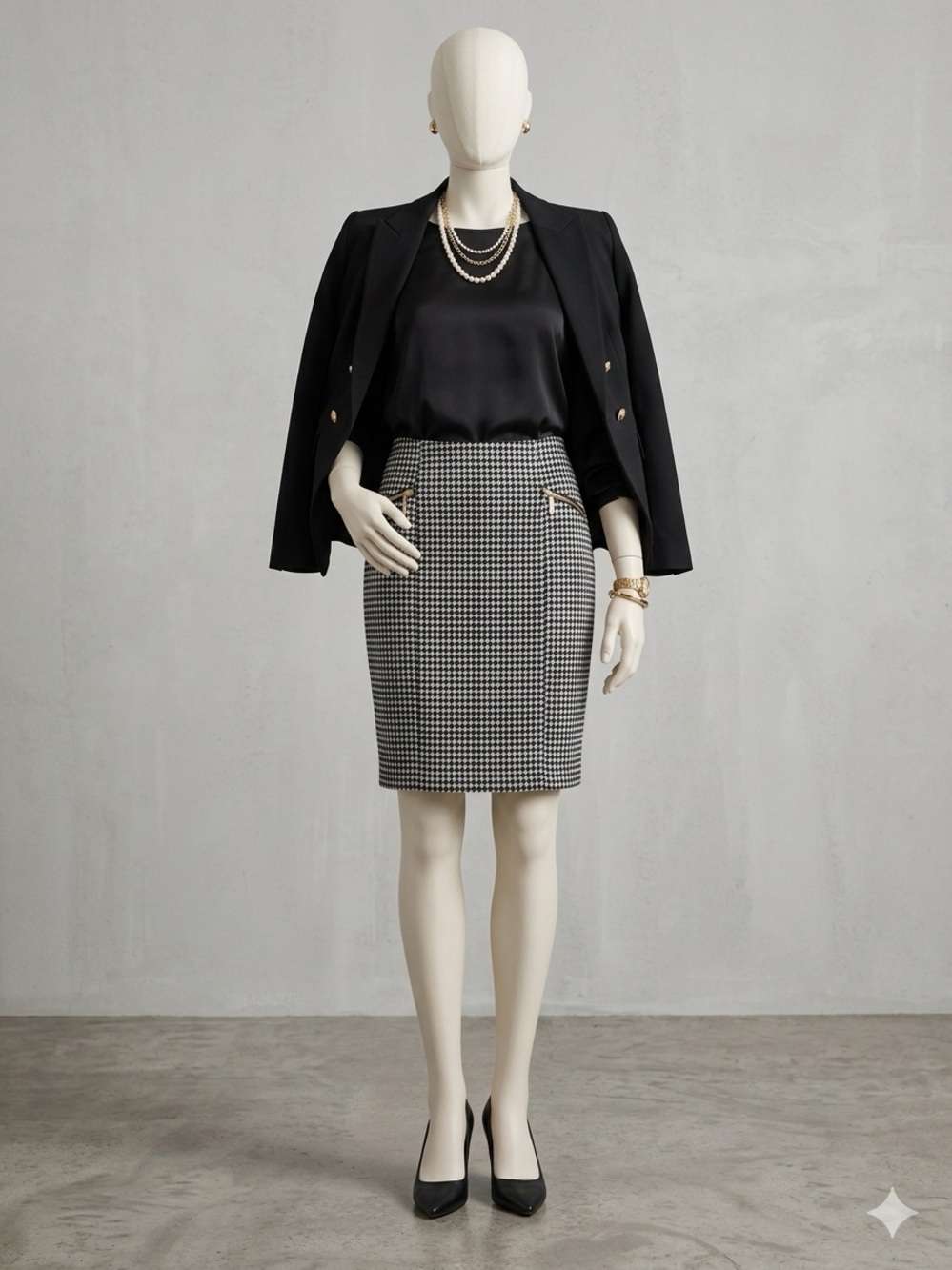 Alfani Black and White Houndstooth Pencil Skirt